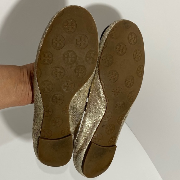 Tory Burch Women’s Gold Shimmery Suede RevaScrunch Ballet Flats Sz 8.5 - Picture 5 of 6